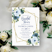 Gold Geometric Dusty Blue Floral Vrijgezellenfeest Kaart