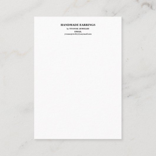 Gold Geometric Earring Display Visitekaartje (Achterkant)