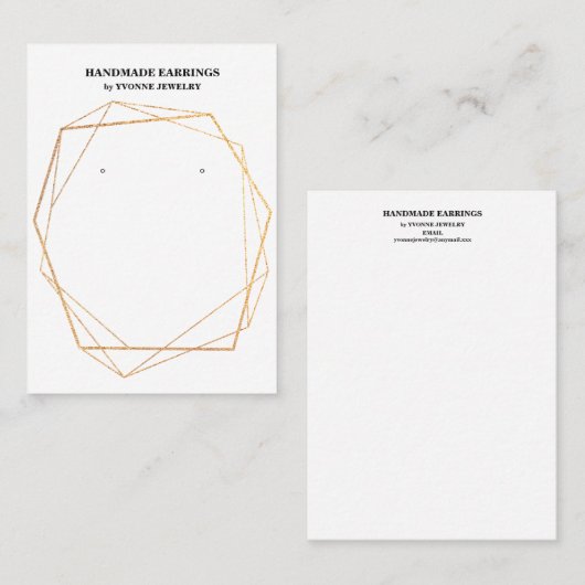 Gold Geometric Earring Display Visitekaartje (Voorkant / Achterkant)