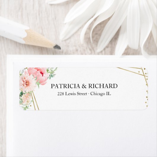 Gold Geometric Elegant Blush Floral Etiket (Insitu)