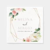 Gold Geometric Elegant Herfst Flowers Weddenschap Servet (Voorkant)