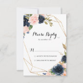 Gold Geometric Elegant Winter Floral RSVP (Voorkant)