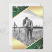 Gold Geometric Emerald Green Marble Photo Wedding Kaart (Achterkant)
