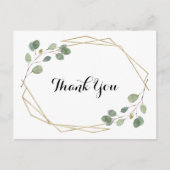 Gold Geometric Eucalyptus Calligraphy Hartelijk da Briefkaart (Voorkant)