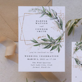 Gold Geometric Eucalyptus Elegant Greenery Moss Kaart