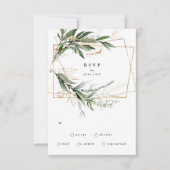 Gold Geometric Eucalyptus Elegant Greenery Moss RSVP Kaartje (Voorkant)