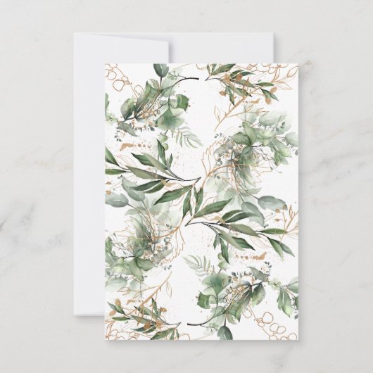 Gold Geometric Eucalyptus Elegant Greenery Moss RSVP Kaartje (Achterkant)