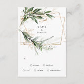 Gold Geometric Eucalyptus Elegant Greenery Moss RSVP Kaartje (Voorkant)