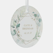 Gold Geometric Eucalyptus Greenery Pas getrouwd Glas Ornament (Voorkant Rechts)