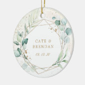 Gold Geometric Eucalyptus Greenery Photo Pas getro Keramisch Ornament (Links)