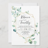 Gold Geometric Eucalyptus Greenery Wedding Kaart (Voorkant)