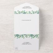 Gold Geometric Eucalyptus Leaves Wood Weddenschap All In One Uitnodiging (Buitenkant)