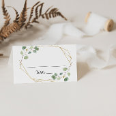 Gold Geometric Eucalyptus Weddenschap Place Card Plaatskaartje