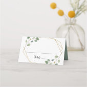 Gold Geometric Eucalyptus Weddenschap Place Card Plaatskaartje (Voorkant)