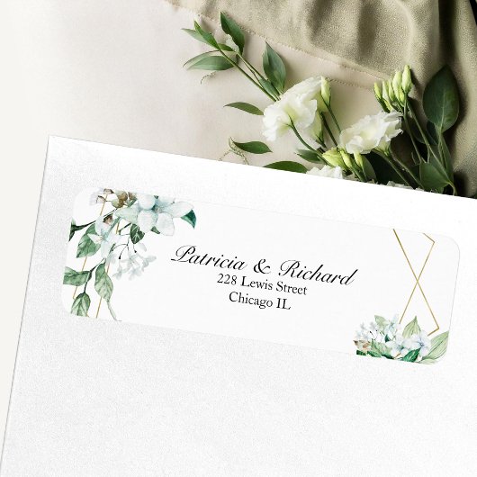 Gold Geometric Floral Greenery Wedding Etiket