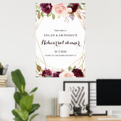 Gold Geometric Floral Rehearings Welkom Poster (Thuiskantoor)