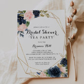 Gold Geometric Floral Vrijgezellenfeest Tea Party Kaart