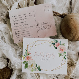 Gold Geometric Flowers Wedding Menu Keuze Reageren