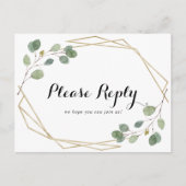 Gold Geometric Foliage Menu Keuze RSVP-Briefkaart (Voorkant)