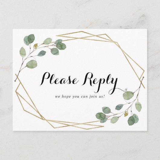 Gold Geometric Foliage Menu Keuze RSVP-Briefkaart (Voorkant)
