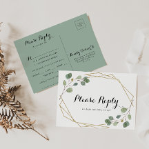 Gold Geometric Foliage Menu Keuze RSVP-Briefkaart