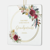 Gold Geometric Foto grootouders eerste Kerstmis Keramisch Ornament (Links)