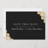 Gold Geometric Gatsby Calligrafie Foto Save The Date (Voorkant)
