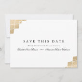 Gold Geometric Gatsby Calligrafie Foto Save The Date (Voorkant)