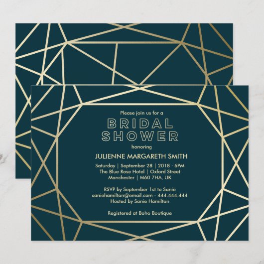 Gold Geometric Gem Verfijnd Vrijgezellenfeest Kaart (Voorkant / Achterkant)