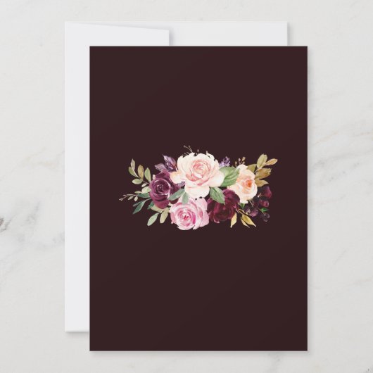 Gold Geometric Green Blush Burgundy Floral Wedding Kaart (Achterkant)