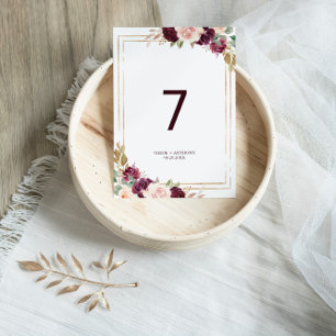Gold Geometric Green Blush Burgundy Floral Wedding Kaart