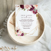 Gold Geometric Green Blush Burgundy Floral Wedding Kaart