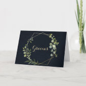 Gold Geometric Green Folded Wedding Gracias Kaart (Voorkant)