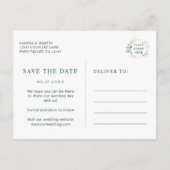 Gold Geometric Green Foliage Weddenschap Save the Aankondigingskaart (Achterkant)