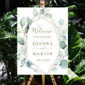 Gold Geometric Green Foliage Weddenschap Welkomstt Poster