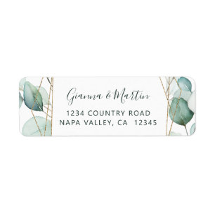 Gold Geometric Greenerage Foliage Return Address Etiket