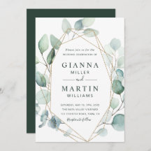 Gold Geometric Greenery Foliage Wedding