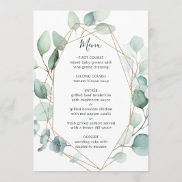 Gold Geometric Greenery Foliage Wedding Menu