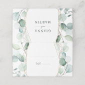 Gold Geometric Greenery Foliage Wedding Plaatskaartje (Buitenkant ongevouwen)