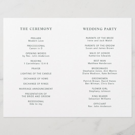 Gold Geometric Greenery Foliage Wedding Programme (Achterkant)