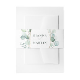 Gold Geometric Greenery Foliage Wedding Uitnodigingen Wikkel