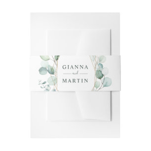 Gold Geometric Greenery Foliage Wedding Uitnodigingen Wikkel