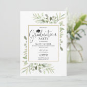 Gold Geometric Greenery Graduation Party Kaart (Staand voorkant)