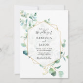 Gold Geometric Greenery leveert Wedding Kaart (Voorkant)