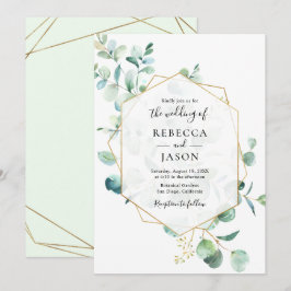 Gold Geometric Greenery leveert Wedding Kaart