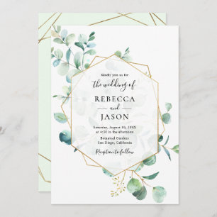 Gold Geometric Greenery leveert Wedding Kaart
