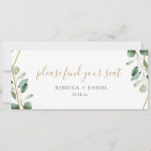Gold Geometric Greenery Table Seating Header Card Kaart (Voorkant)