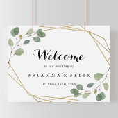Gold Geometric Greenery Wedding Welcome Sign Poster