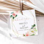 Gold Geometric Herfst Flowers Weddenschap Hartelij Bedankjes Labels