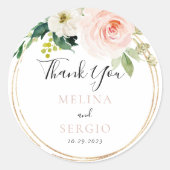 Gold Geometric Herfst Flowers Weddenschap Hartelij Ronde Sticker (Voorkant)